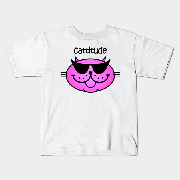 Cattitude 2 - Pinky Kids T-Shirt by RawSunArt